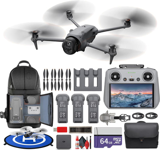 DJI Mavic 4 Pro Drone Fly More Combo Professional Aerial Camera | Advanced Obstacle Avoidance | Long Flight Time | Cinematic Video + 64GB Card + Backpack + Landing Pad + More (12 Pcs)